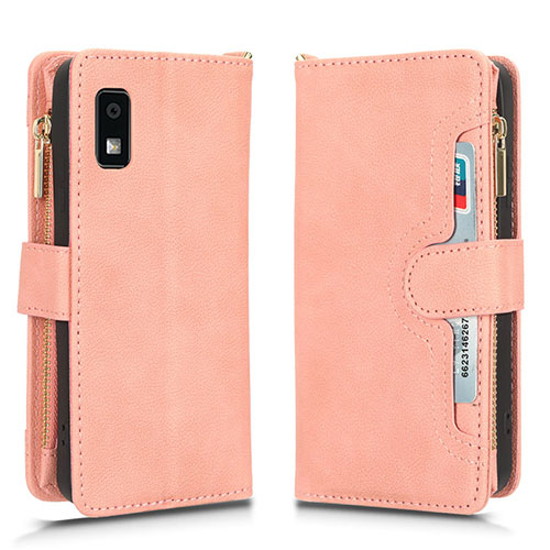 Leather Case Stands Flip Cover Holder BY2 for Sharp Aquos wish3 Rose Gold