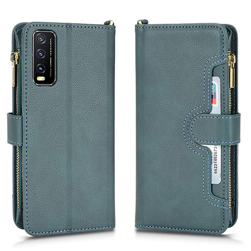 Leather Case Stands Flip Cover Holder BY2 for Vivo Y12G Green