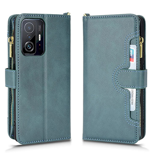 Leather Case Stands Flip Cover Holder BY2 for Xiaomi Mi 11T Pro 5G Green