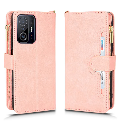 Leather Case Stands Flip Cover Holder BY2 for Xiaomi Mi 11T Pro 5G Rose Gold