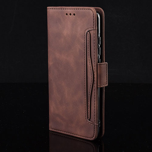 Leather Case Stands Flip Cover Holder BY2 for Xiaomi Poco C40 Brown
