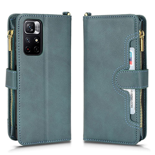 Leather Case Stands Flip Cover Holder BY2 for Xiaomi Poco M4 Pro 5G Green