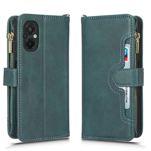 Leather Case Stands Flip Cover Holder BY2 for Xiaomi Poco M5 4G Green