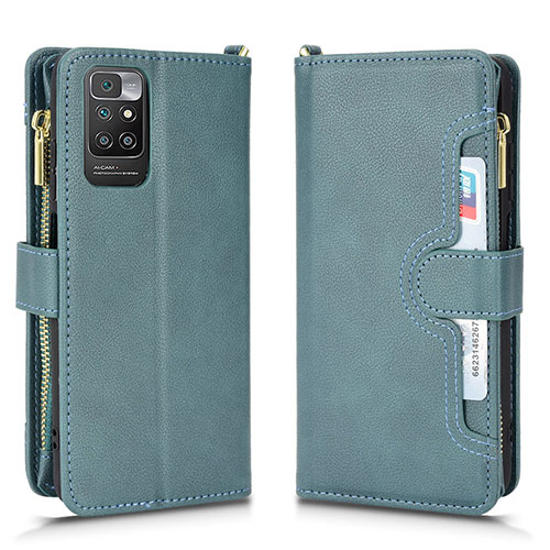 Leather Case Stands Flip Cover Holder BY2 for Xiaomi Redmi 10 (2022) Green