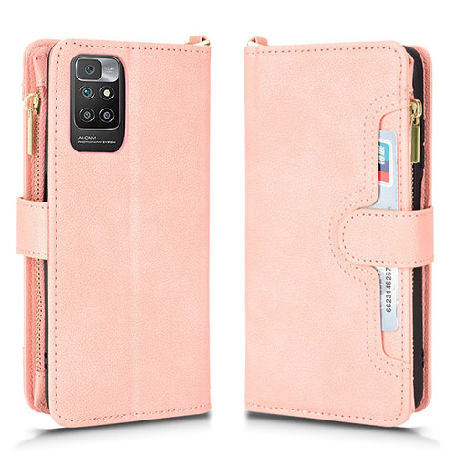 Leather Case Stands Flip Cover Holder BY2 for Xiaomi Redmi 10 (2022) Rose Gold