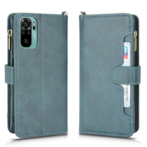 Leather Case Stands Flip Cover Holder BY2 for Xiaomi Redmi Note 10 4G Green