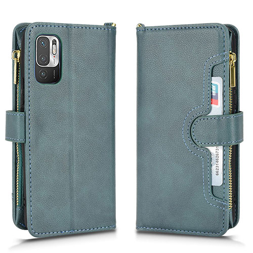 Leather Case Stands Flip Cover Holder BY2 for Xiaomi Redmi Note 10 JE 5G Green