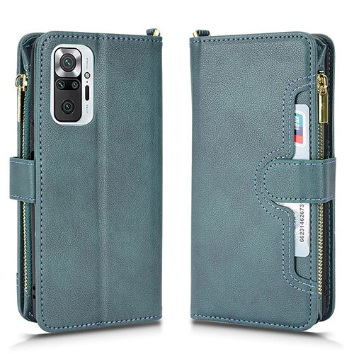 Leather Case Stands Flip Cover Holder BY2 for Xiaomi Redmi Note 10 Pro Max Green