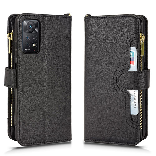 Leather Case Stands Flip Cover Holder BY2 for Xiaomi Redmi Note 11 Pro 5G Black