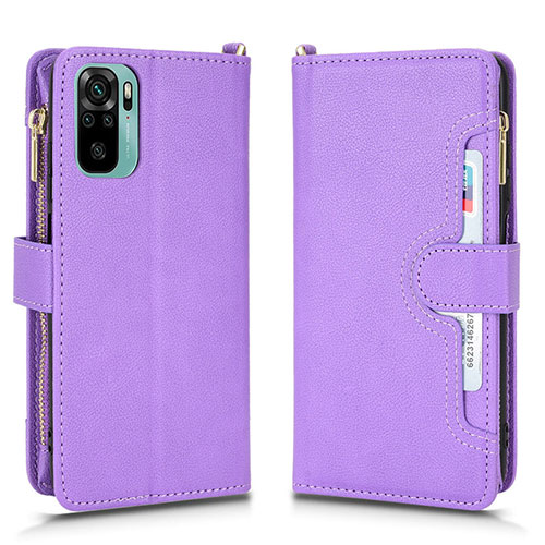 Leather Case Stands Flip Cover Holder BY2 for Xiaomi Redmi Note 11 SE India 4G Purple