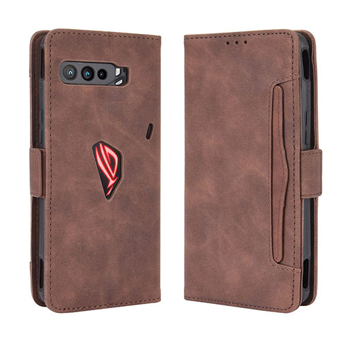 Leather Case Stands Flip Cover Holder BY3 for Asus ROG Phone 3 Brown