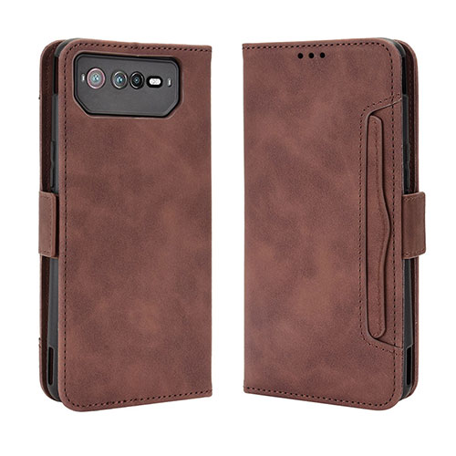 Leather Case Stands Flip Cover Holder BY3 for Asus ROG Phone 6 Pro Brown