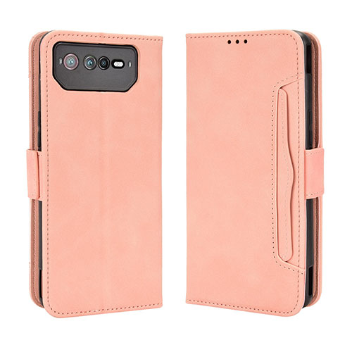 Leather Case Stands Flip Cover Holder BY3 for Asus ROG Phone 6 Pro Pink