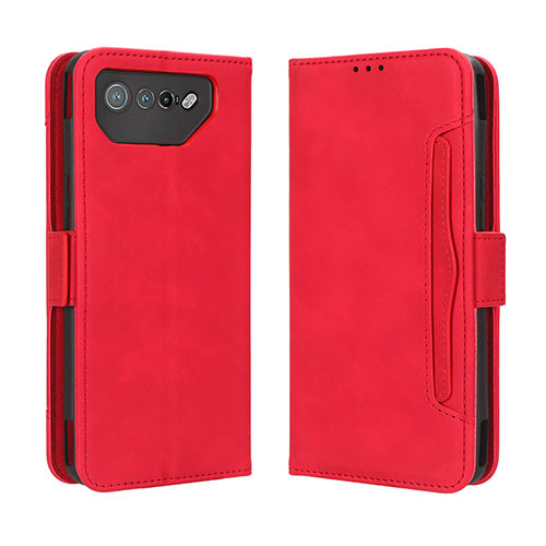 Leather Case Stands Flip Cover Holder BY3 for Asus ROG Phone 7 Pro Red