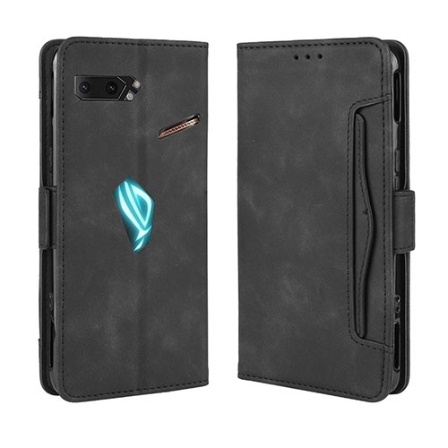 Leather Case Stands Flip Cover Holder BY3 for Asus ROG Phone II ZS660KL Black