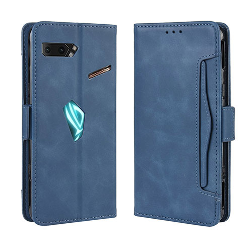 Leather Case Stands Flip Cover Holder BY3 for Asus ROG Phone II ZS660KL Blue