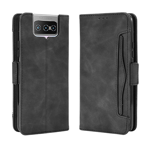 Leather Case Stands Flip Cover Holder BY3 for Asus Zenfone 7 ZS670KS Black