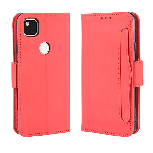 Leather Case Stands Flip Cover Holder BY3 for Google Pixel 4a Red