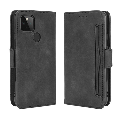 Leather Case Stands Flip Cover Holder BY3 for Google Pixel 5 XL 5G Black