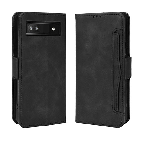 Leather Case Stands Flip Cover Holder BY3 for Google Pixel 6a 5G Black