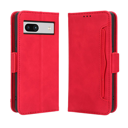 Leather Case Stands Flip Cover Holder BY3 for Google Pixel 7a 5G Red