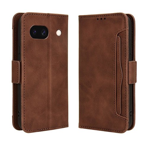 Leather Case Stands Flip Cover Holder BY3 for Google Pixel 8a 5G Brown