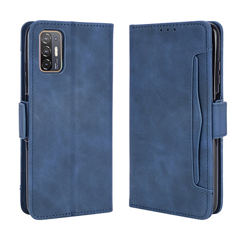 Leather Case Stands Flip Cover Holder BY3 for HTC Desire 21 Pro 5G Blue