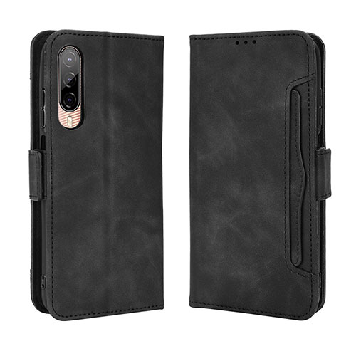 Leather Case Stands Flip Cover Holder BY3 for HTC Desire 22 Pro 5G Black