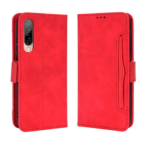 Leather Case Stands Flip Cover Holder BY3 for HTC Desire 22 Pro 5G Red