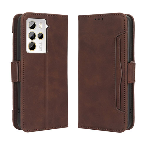 Leather Case Stands Flip Cover Holder BY3 for HTC U23 5G Brown