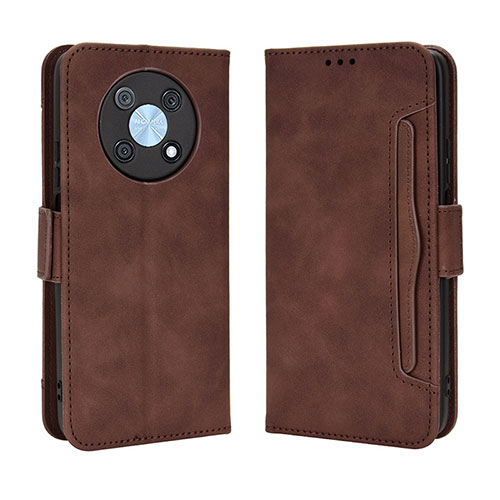 Leather Case Stands Flip Cover Holder BY3 for Huawei Enjoy 50 Pro Brown