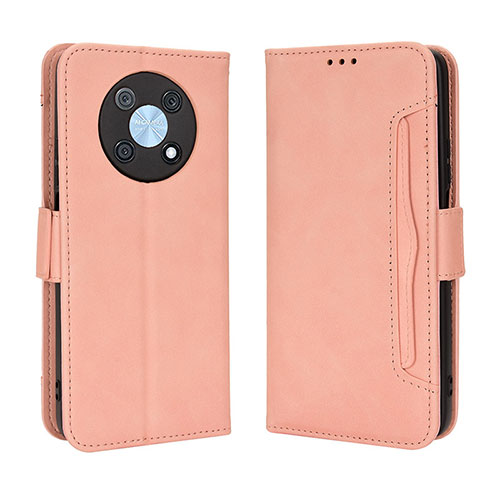 Leather Case Stands Flip Cover Holder BY3 for Huawei Enjoy 50 Pro Pink