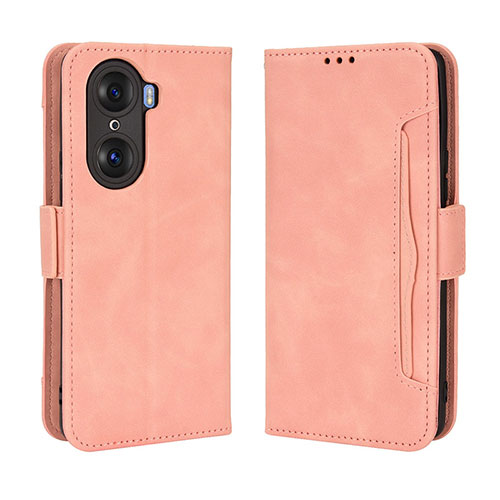 Leather Case Stands Flip Cover Holder BY3 for Huawei Honor 60 5G Pink