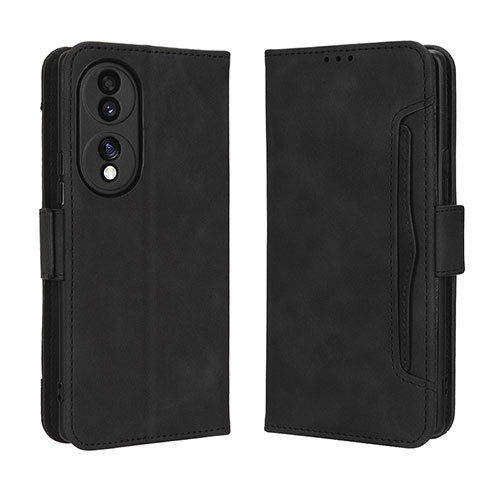 Leather Case Stands Flip Cover Holder BY3 for Huawei Honor 70 5G Black