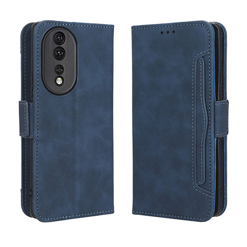 Leather Case Stands Flip Cover Holder BY3 for Huawei Honor 80 5G Blue