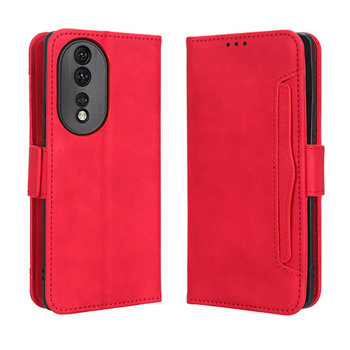 Leather Case Stands Flip Cover Holder BY3 for Huawei Honor 80 5G Red