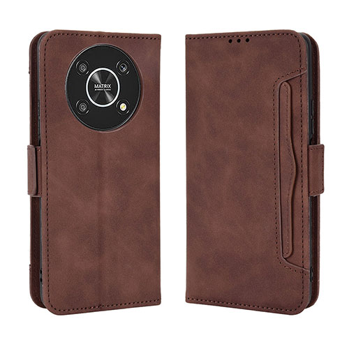 Leather Case Stands Flip Cover Holder BY3 for Huawei Honor Magic4 Lite 5G Brown