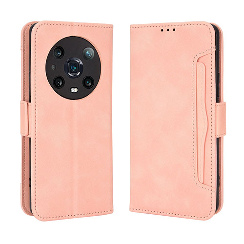 Leather Case Stands Flip Cover Holder BY3 for Huawei Honor Magic4 Pro 5G Pink