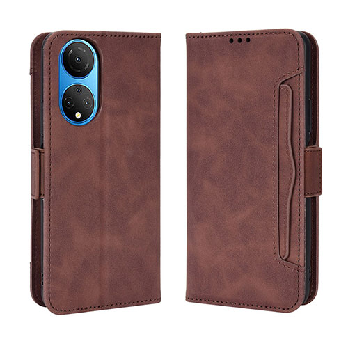 Leather Case Stands Flip Cover Holder BY3 for Huawei Honor X7 Brown