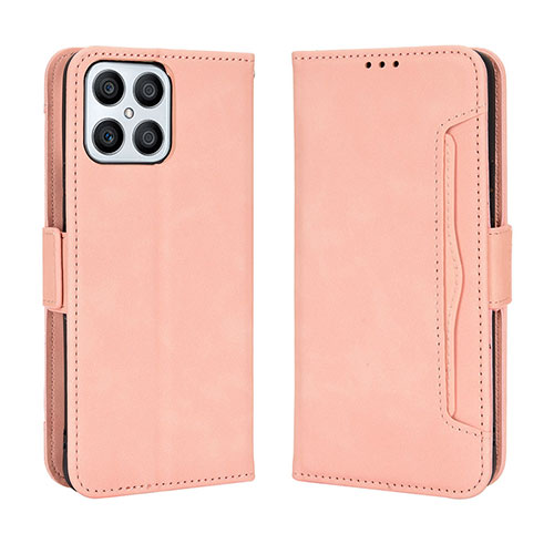 Leather Case Stands Flip Cover Holder BY3 for Huawei Honor X8 4G Pink