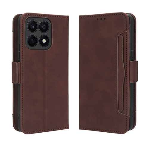 Leather Case Stands Flip Cover Holder BY3 for Huawei Honor X8a 4G Brown