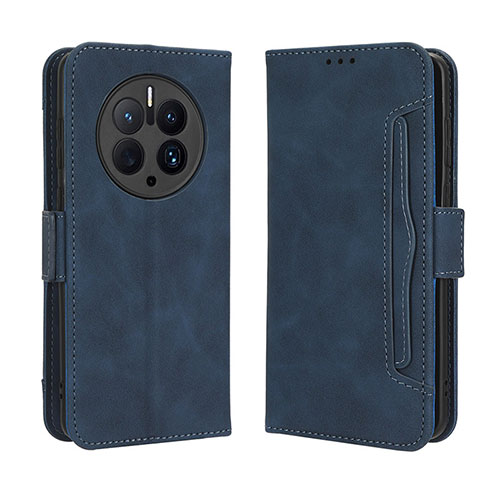 Leather Case Stands Flip Cover Holder BY3 for Huawei Mate 50 Pro Blue