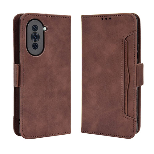 Leather Case Stands Flip Cover Holder BY3 for Huawei Nova 10 Brown