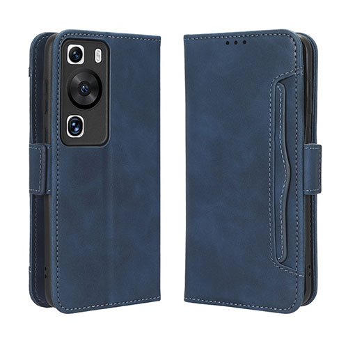 Leather Case Stands Flip Cover Holder BY3 for Huawei P60 Blue