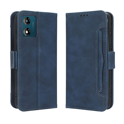 Leather Case Stands Flip Cover Holder BY3 for Motorola Moto E13 Blue