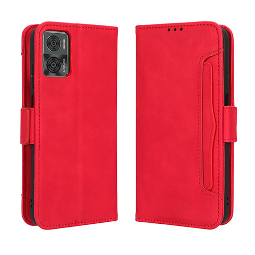 Leather Case Stands Flip Cover Holder BY3 for Motorola Moto E22i Red