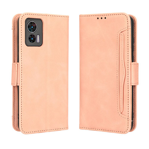 Leather Case Stands Flip Cover Holder BY3 for Motorola Moto Edge 30 Lite 5G Pink