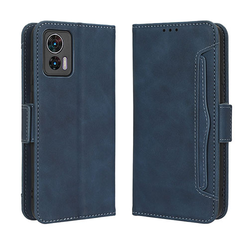 Leather Case Stands Flip Cover Holder BY3 for Motorola Moto Edge 30 Neo 5G Blue