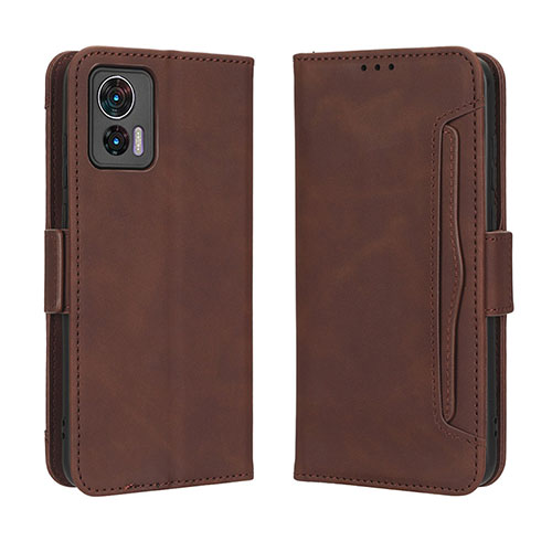 Leather Case Stands Flip Cover Holder BY3 for Motorola Moto Edge 30 Neo 5G Brown