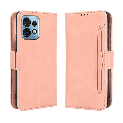 Leather Case Stands Flip Cover Holder BY3 for Motorola Moto Edge 40 Pro 5G Pink